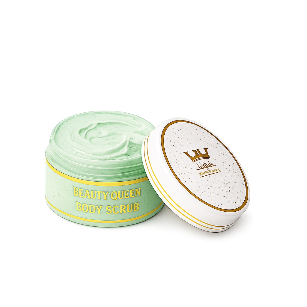 Beauty Queen body scrub zonder achtergrond – luxe exfoliërende huidverzorging