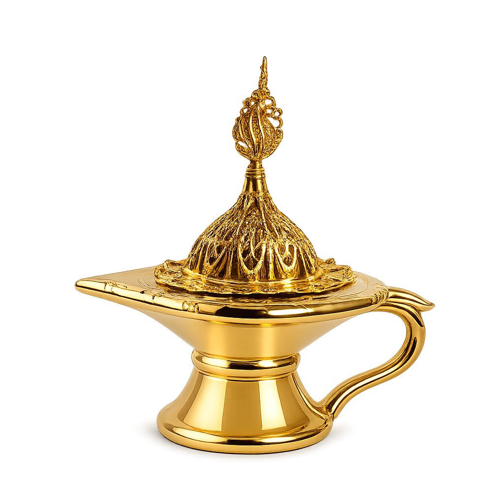Gouden bakhoor brander luxe design met handvat