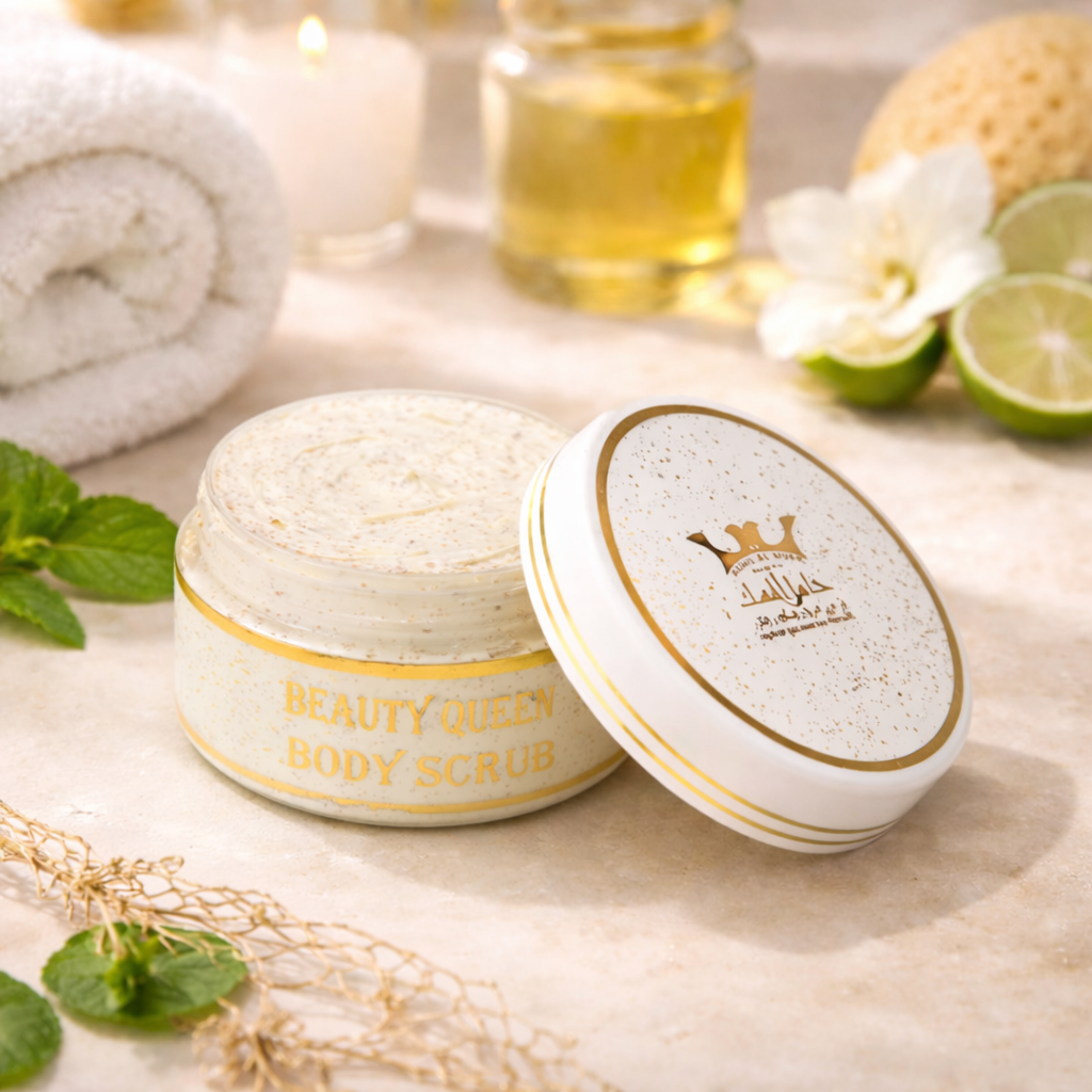 Luxurious Arabic body scrub with exfoliating properties and a warm, spicy scent