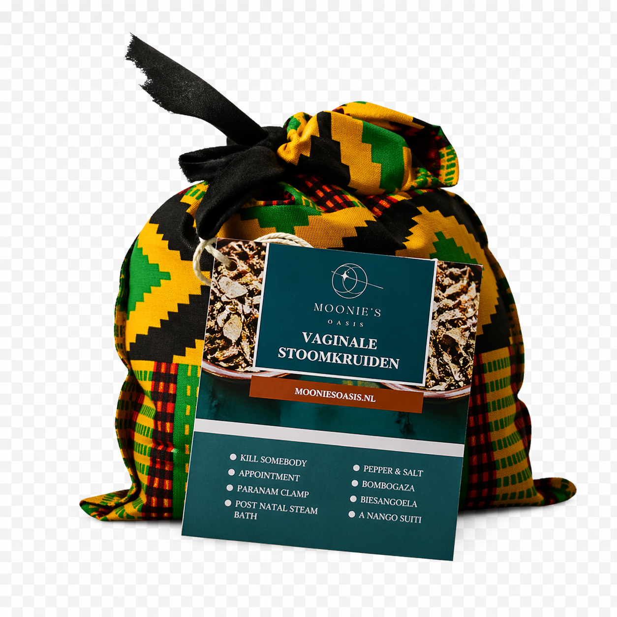 Moonie’s Oasis vaginale stoomkruiden uit Suriname met natuurlijke kruidenmix voor vrouwelijke verzorging en ontspanning