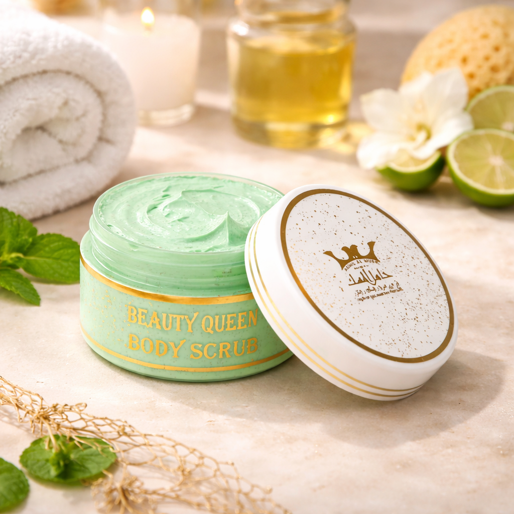 Beauty Queen body scrub met exfoliërende werking voor zachte en gladde huid zonder achtergrond